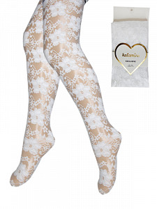 Колготки для девочки гипюровые белые KATAMINO